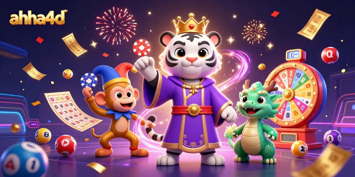 Experience vibrant gameplay at ahha4d as characters celebrate with colorful elements and casino excitement.