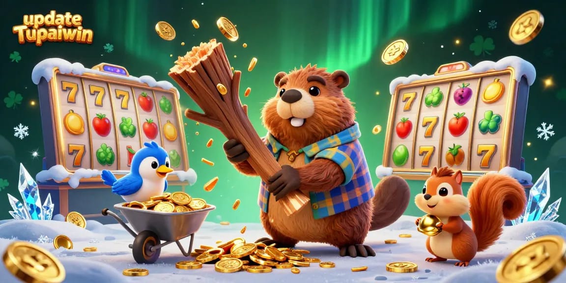Update Tupaiwin memberikan semangat baru dalam permainan slot dengan berang-berang memegang koin emas dan karakter lainnya yang menghibur.