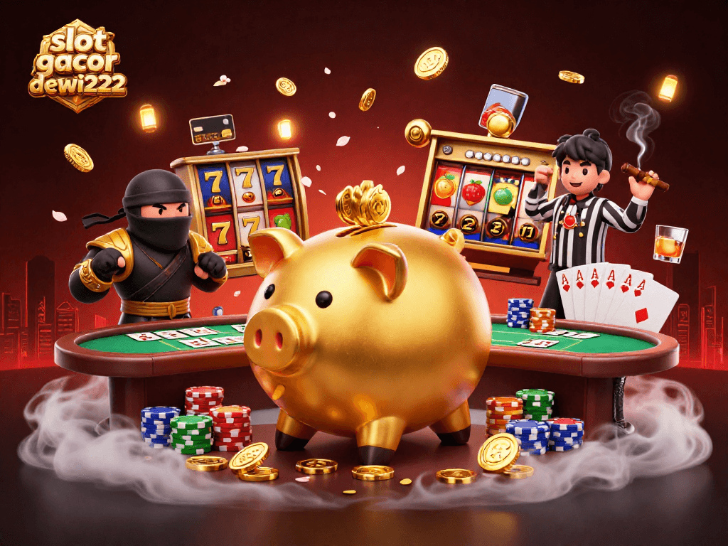 Permainan slot gacor dewi222 menghadirkan karakter bertema kasino dalam ilustrasi 3D yang dinamis.