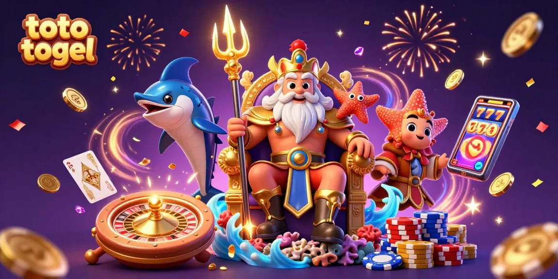 Tampilkan toto togel sambil merayakan jackpot dengan ratusan koin emas dan kartu poker di sekelilingnya.