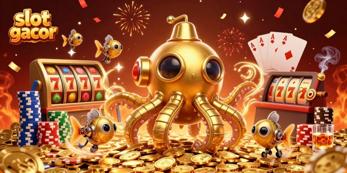 Slot gacor menawarkan pengalaman menang dengan kraken emas dan ikan mekanis di lautan koin.