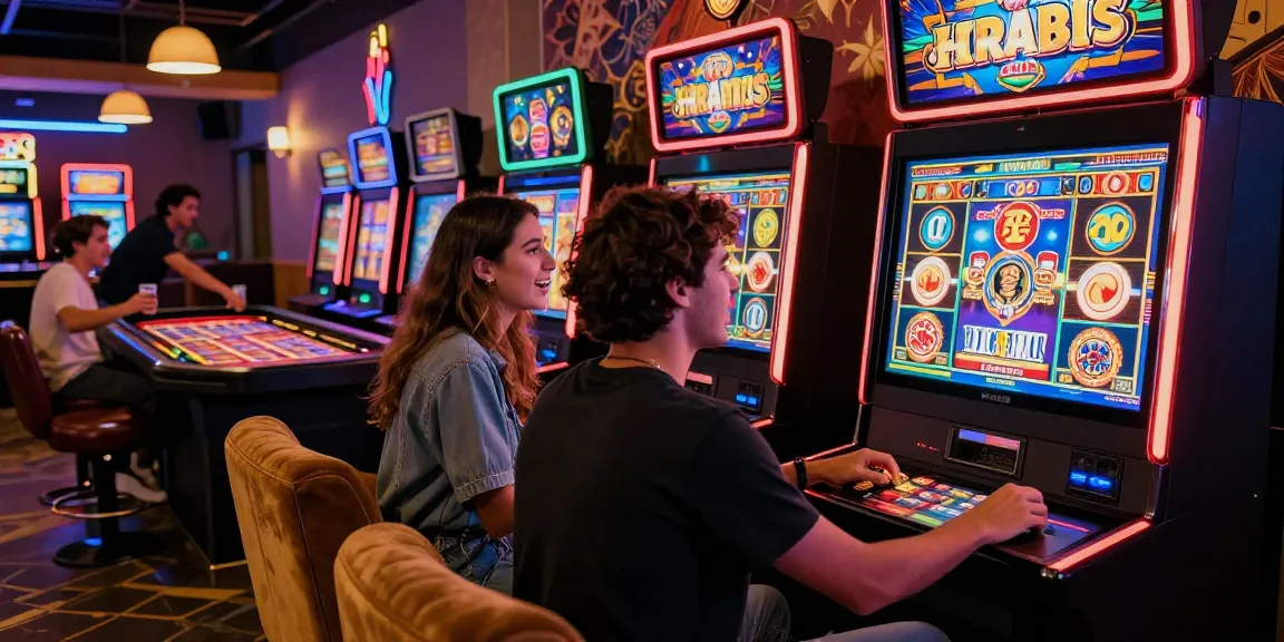 Exciting slot online gaming scene with friends enjoying vibrant casino atmosphere.