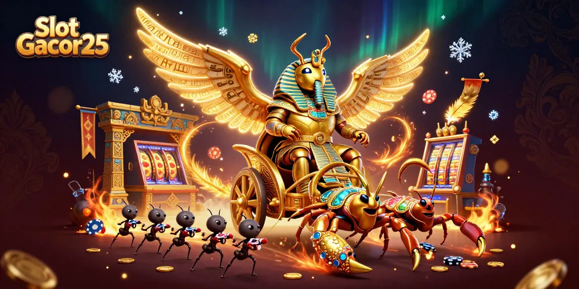 Menangkan jackpot dengan Slot Gacor25, memperlihatkan karakter unik dan suasana judi yang menarik.