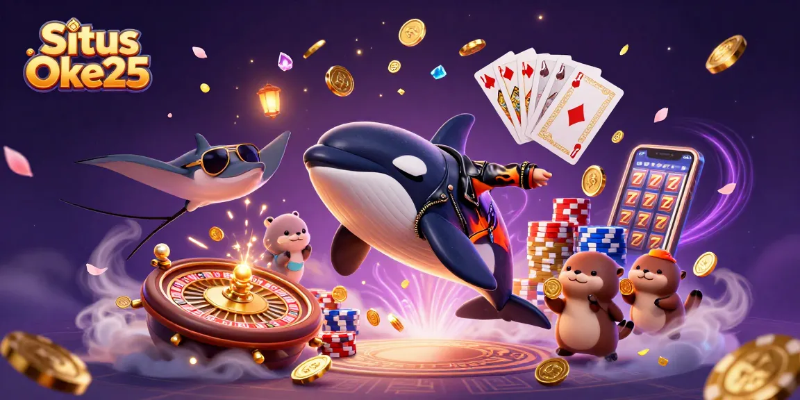 Menggali slot mesin dengan kasino Situs Oke25, orca, ikan pari, dan keluarga berang-berang yang ceria.
