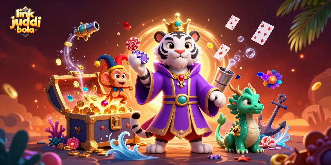 Engage with exhilarating online sports betting at link judi bola, featuring vibrant characters and casino elements.