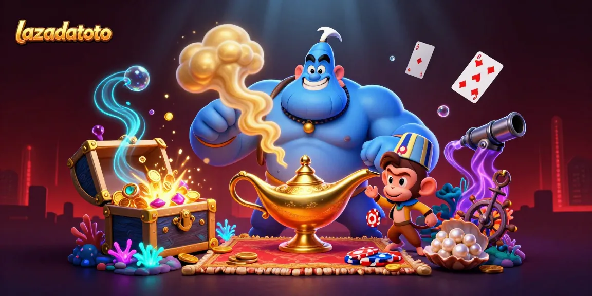 Menangkan di lazadatoto sambil melihat lampu genie dan koin berkilau menyelam dalam petualangan kasino.