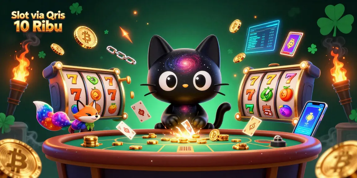 Experience thrilling Slot via Qris 10 Ribu gameplay with vibrant characters at a cosmic casino.
