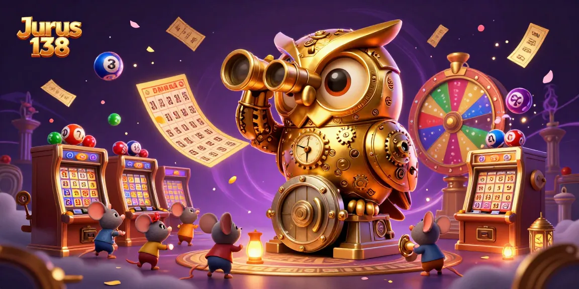 Experience thrilling gameplay with Jurus 138's vibrant casino scene, showcasing slot machines and lively characters.