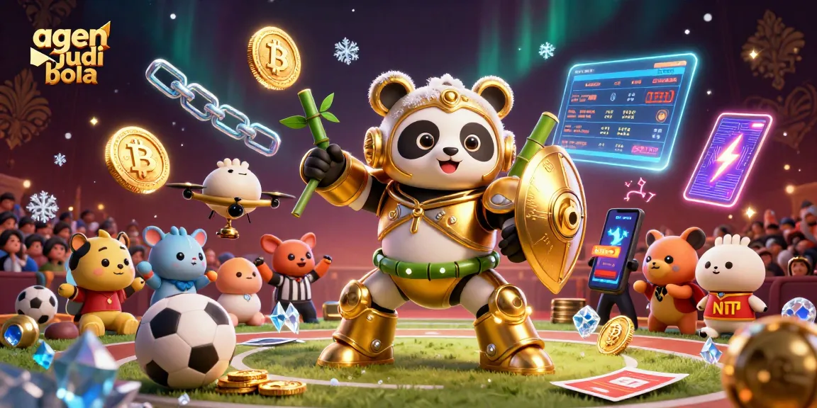 Engage in sports betting with agen judi bola and dynamic betting elements depicted in a vibrant 3D scene.