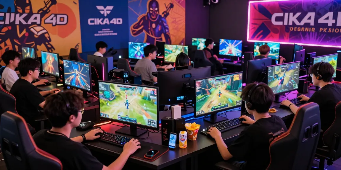Engaging community scene of players enjoying CIKA4D online gaming events with devices and colorful promotions.