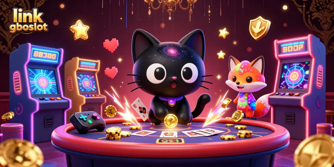 Jelajahi keseruan link gboslot dengan kucing lubang hitam 3D di meja kasino kosmik.
